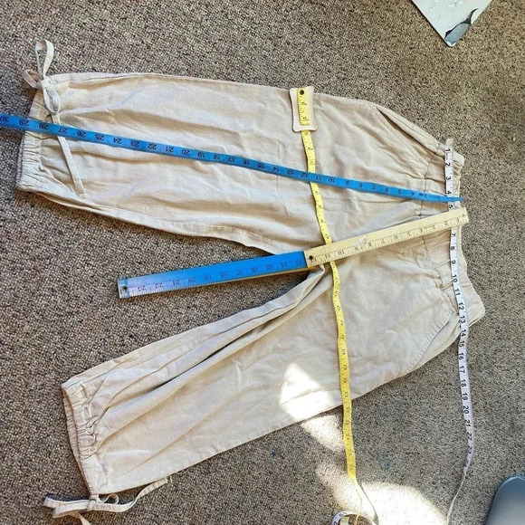 Metro Wear Linen Blend Casual Pull On Joggers Pants Women Size M Pockets - Picture 2 of 7